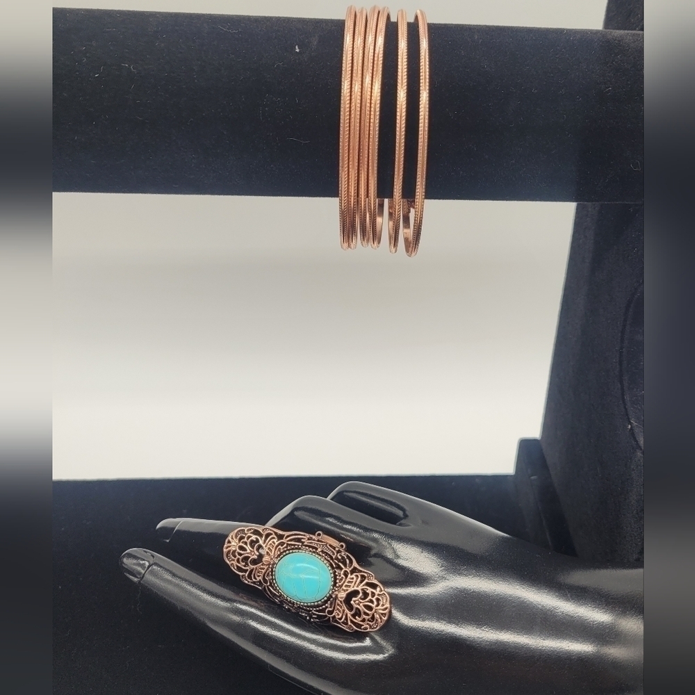 Paparazzi Jewelry Collection Ring and Bracelets (Turquoise and Copper)​​​ - Picture 6 of 6